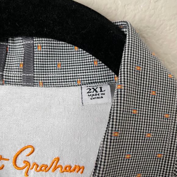 Robert Graham Shirt Mens 2XL Black Modern Americana Houndstooth Retro Preppy - Picture 12 of 14